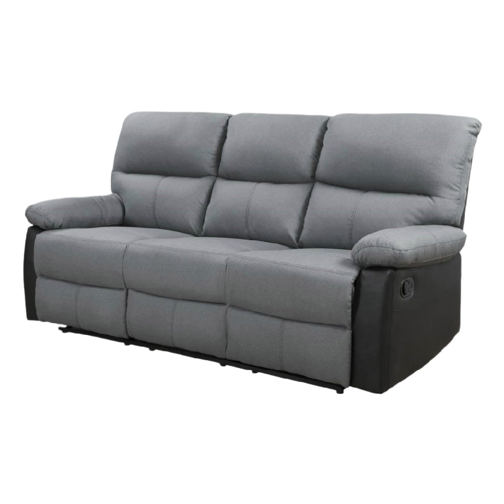 Canapé relax en tissu gris pour salon - 200 x 90 x 90